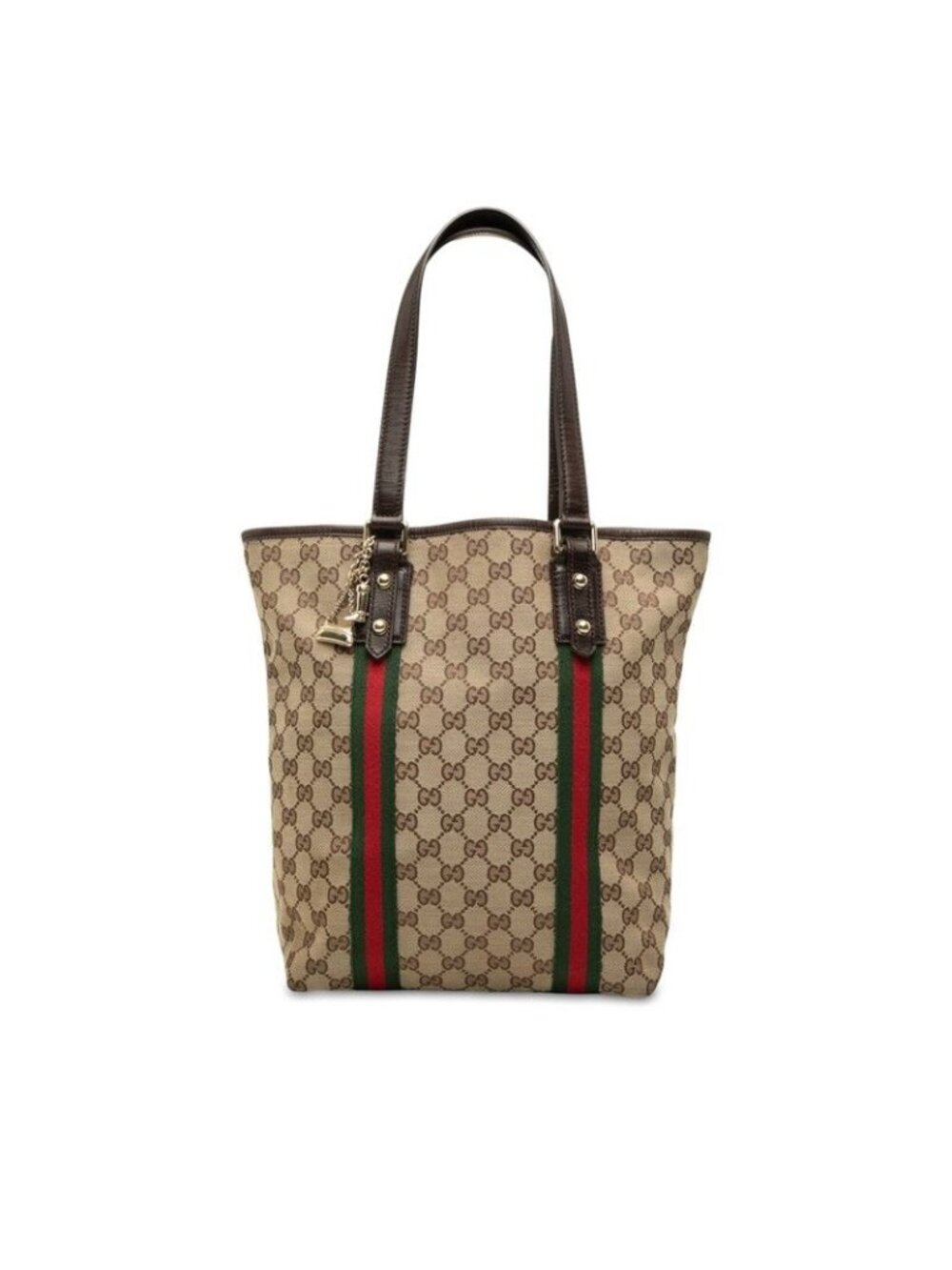 Gucci GG Canvas Sherry Line Tote Bag Beige Brown